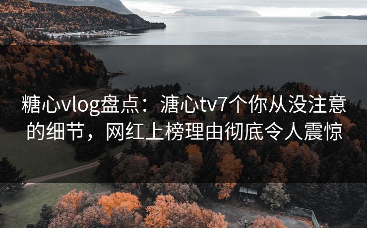 糖心vlog盘点:溏心tv7个你从没注意的细节,网红上榜理由彻底令人震惊